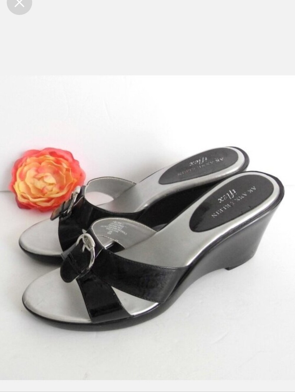 ANNE KLEIN iflex Black Leather Shoes size 6.5 - Picture 2 of 7